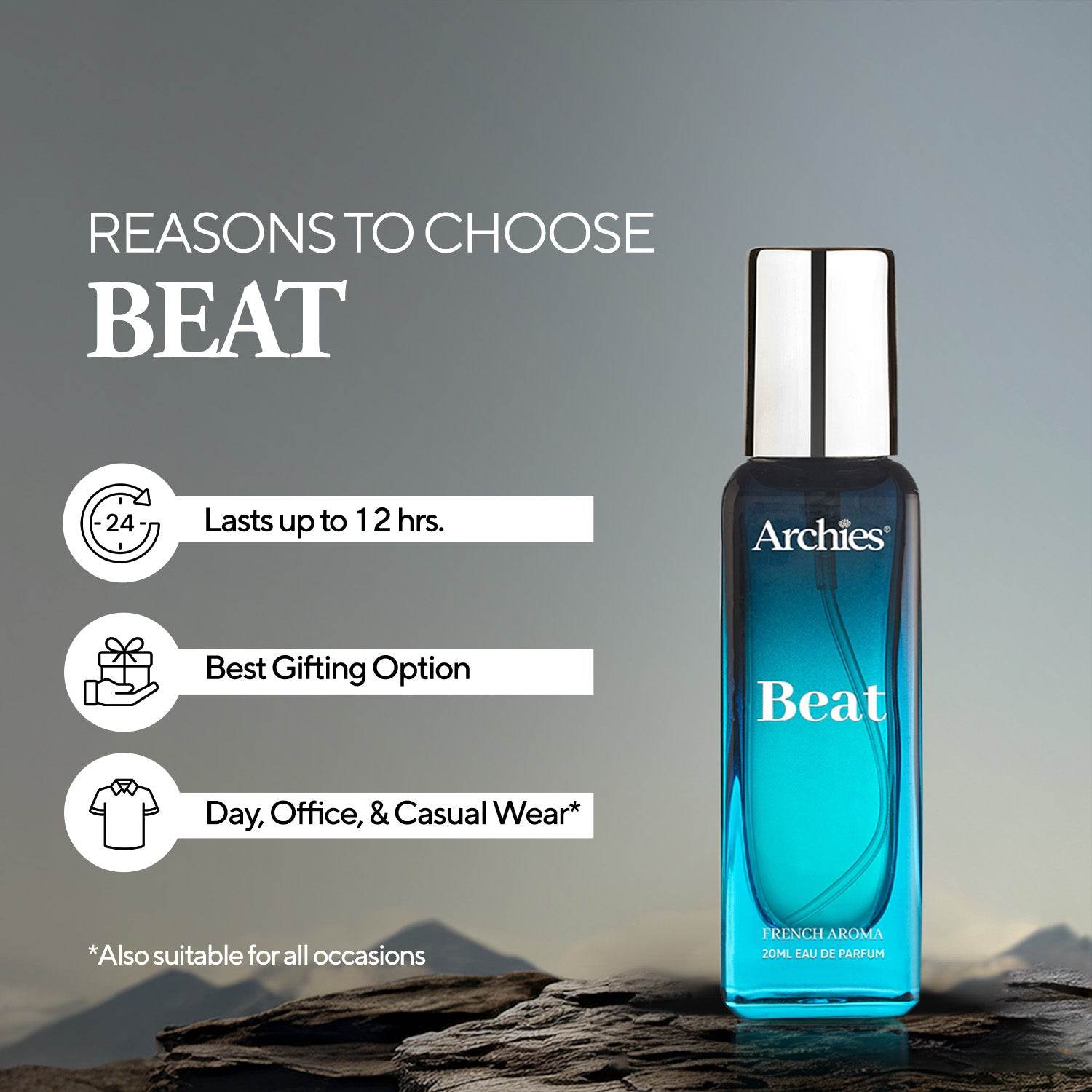 Archies BEAT French Aroma 20ML | Best Perfume for Men Under 300 | French Aroma | Fragrance Scent (20% High Concentration Perfume)