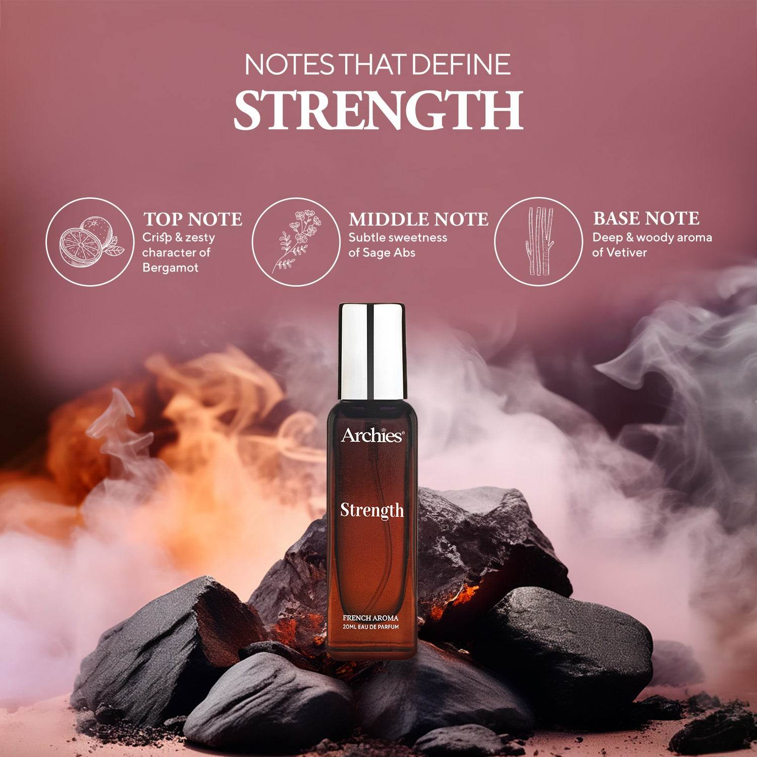 Archies STRENGTH French Aroma 20 ml | The Best Affordable Perfume For Men in India | Fragrance Scent (20% High Concentration Perfume)